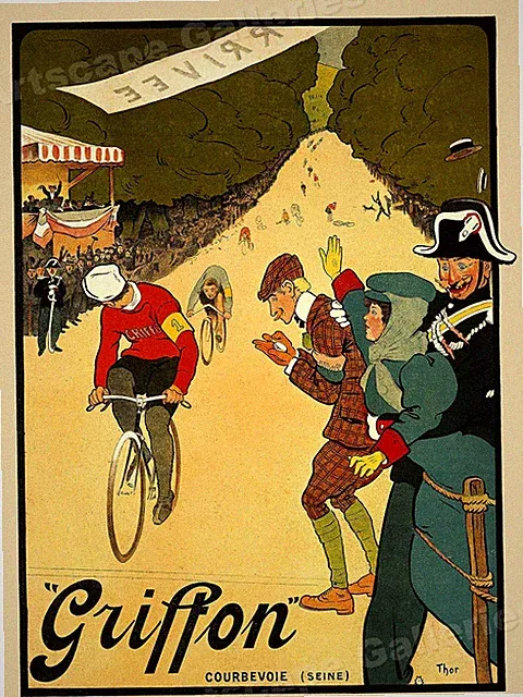 1910 French Bicycle Poster - "Griffon" Road Touring - 20x28