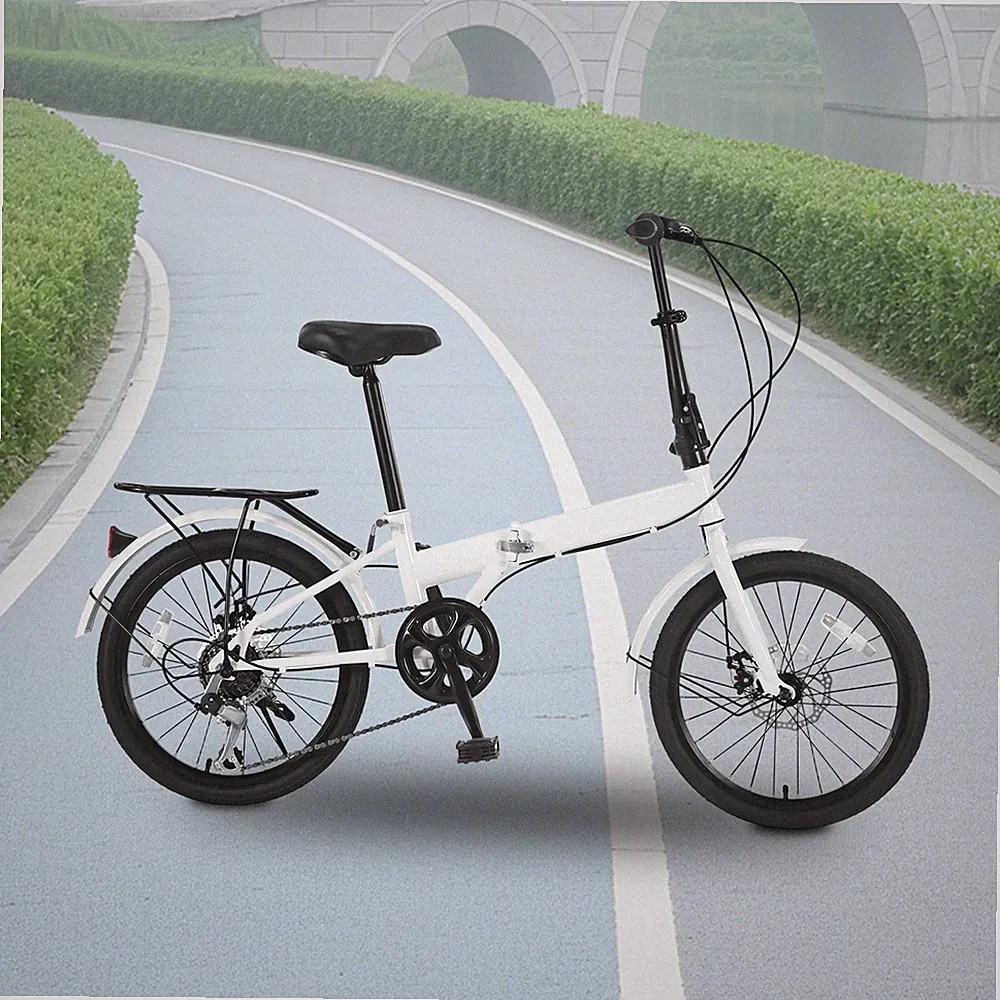 20" Folding Bike 7 Speed Foldable Bicycle City Bike for Teens Adults Disc Brakes