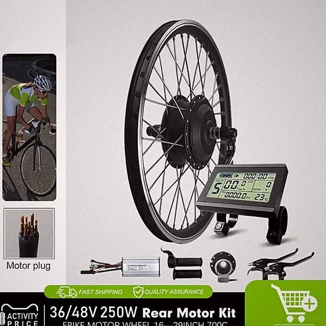 36V 48V 250W Electric Bike Brushless Rear Hub Motor Conversion Kit 16-29" 700C