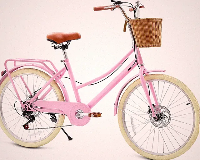 7 Speed Kids Bike 20/24 Inch Beach & City Cruiser Bicycle with Rattan Basket