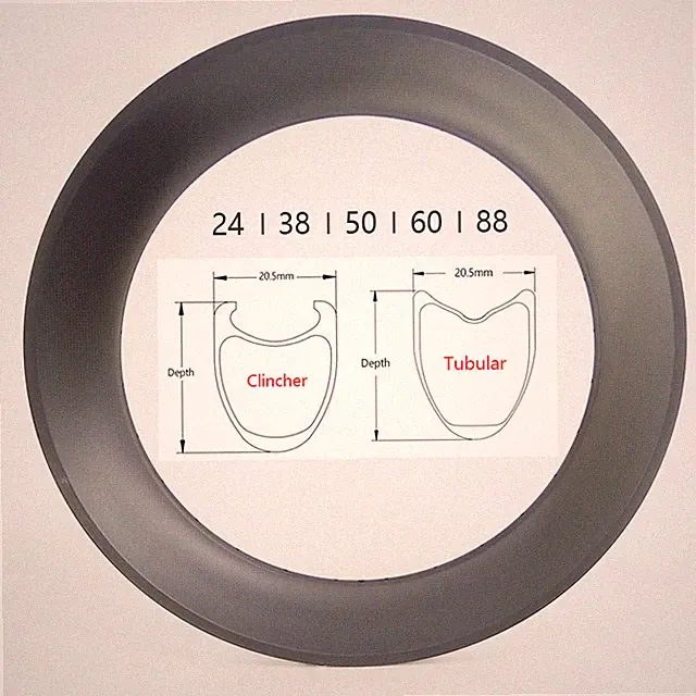 700C Carbon Road Bicycle Tubular Clincher Wheelset 24 38 44 50 60 88mm Wheels