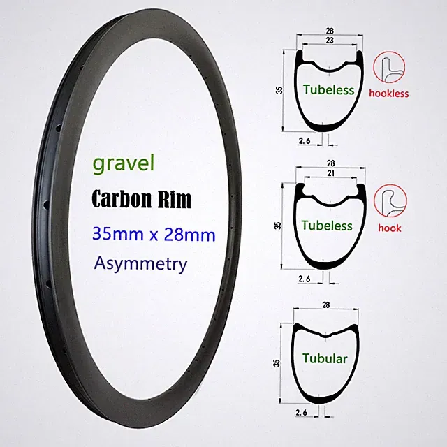 700C Carbon Road Gravel Bicycle Rim 38*28mm Disc V-brake 20 24 28 32Hole Rims