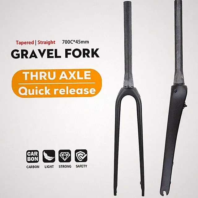 700C Gravel Road Cyclocross Travel Bike Carbon Hard Fork Disc Brake Front Fork