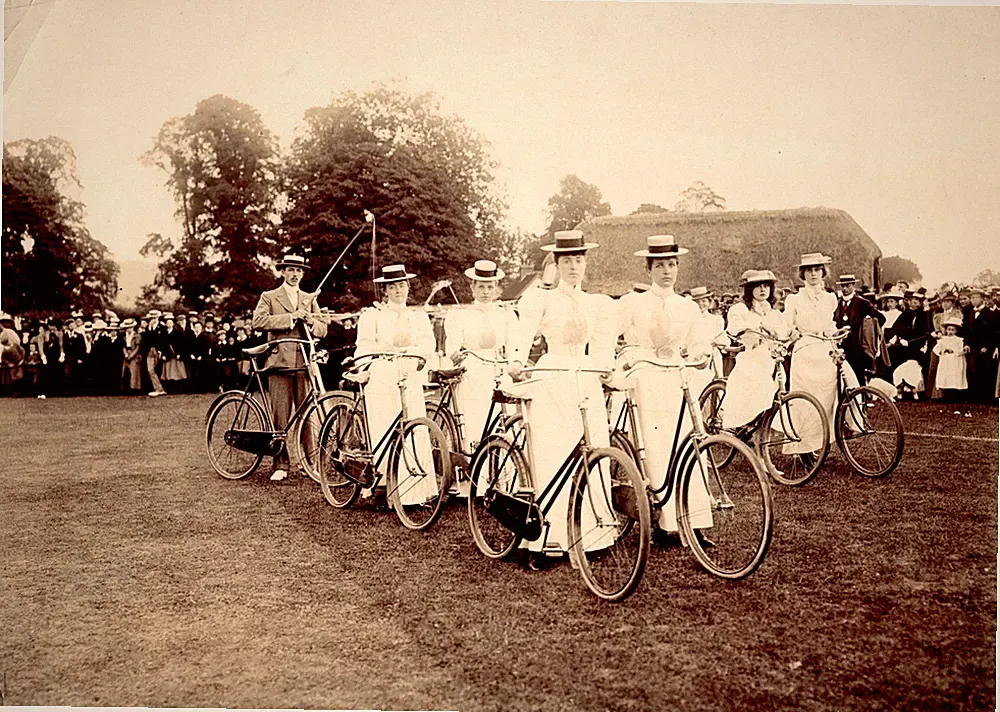 A Tandem Team, Bicycle Vintage Print, Albumen Print 16x20 Circa 190