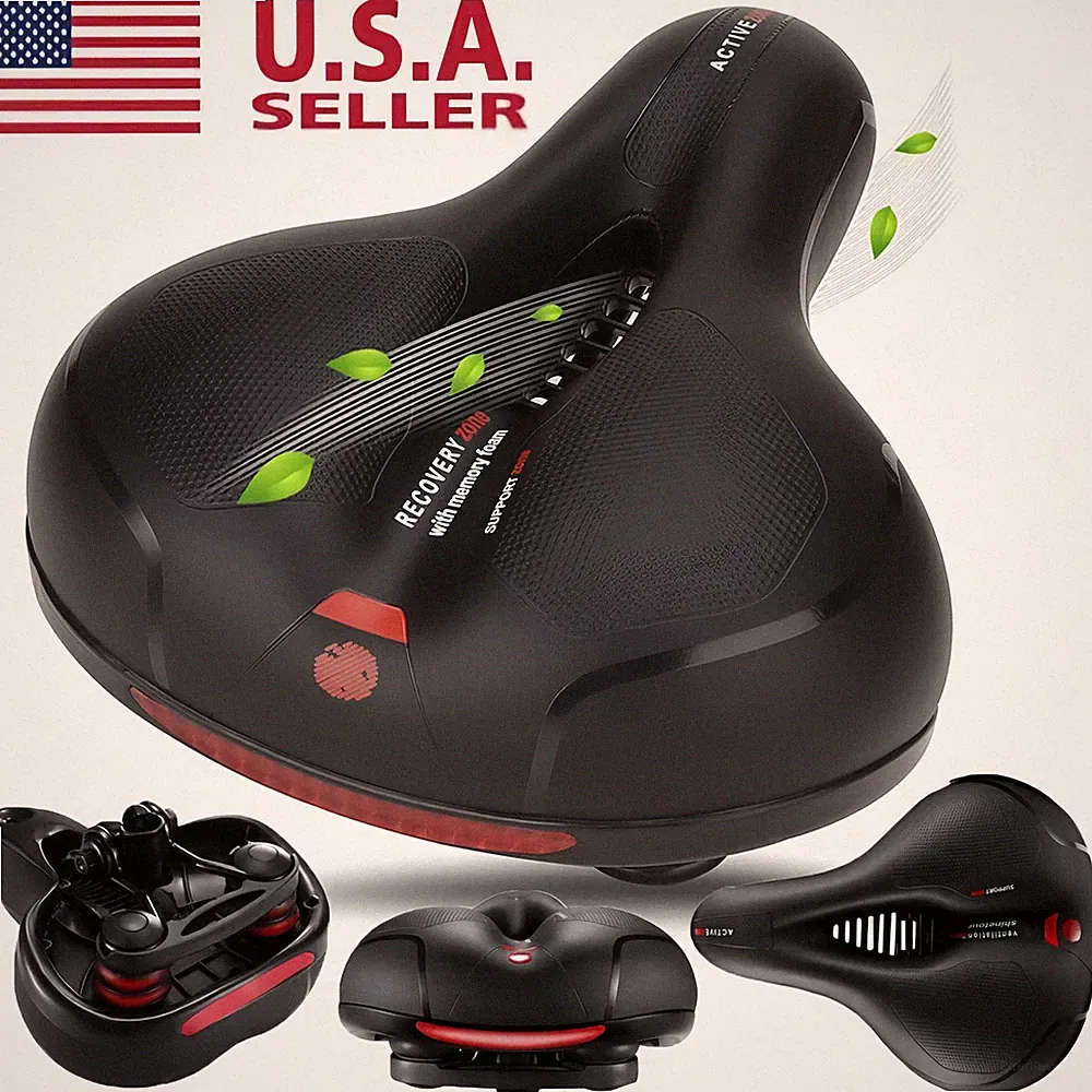 Black Wide Big Bum Bike Bicycle Saddle Seat Gel Cushion Sporty Soft Comfort Pad