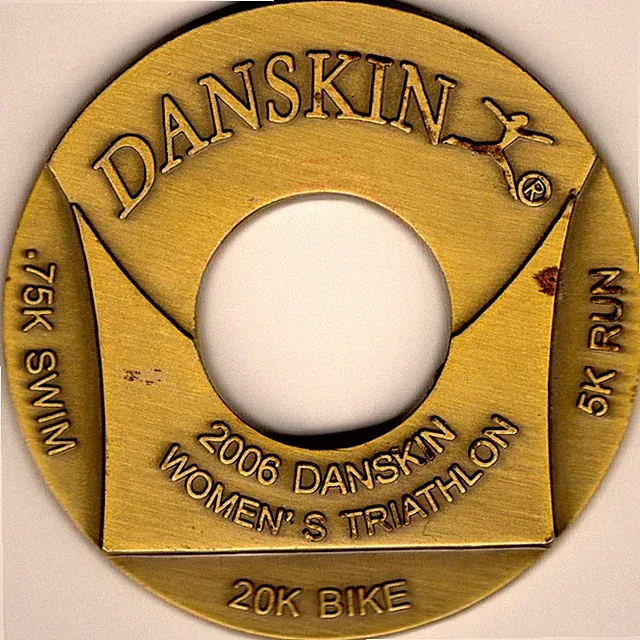 Danskin Women’s Triathlon 2006 Finisher Medal Token 5K Run 20K Bike .75K Swim