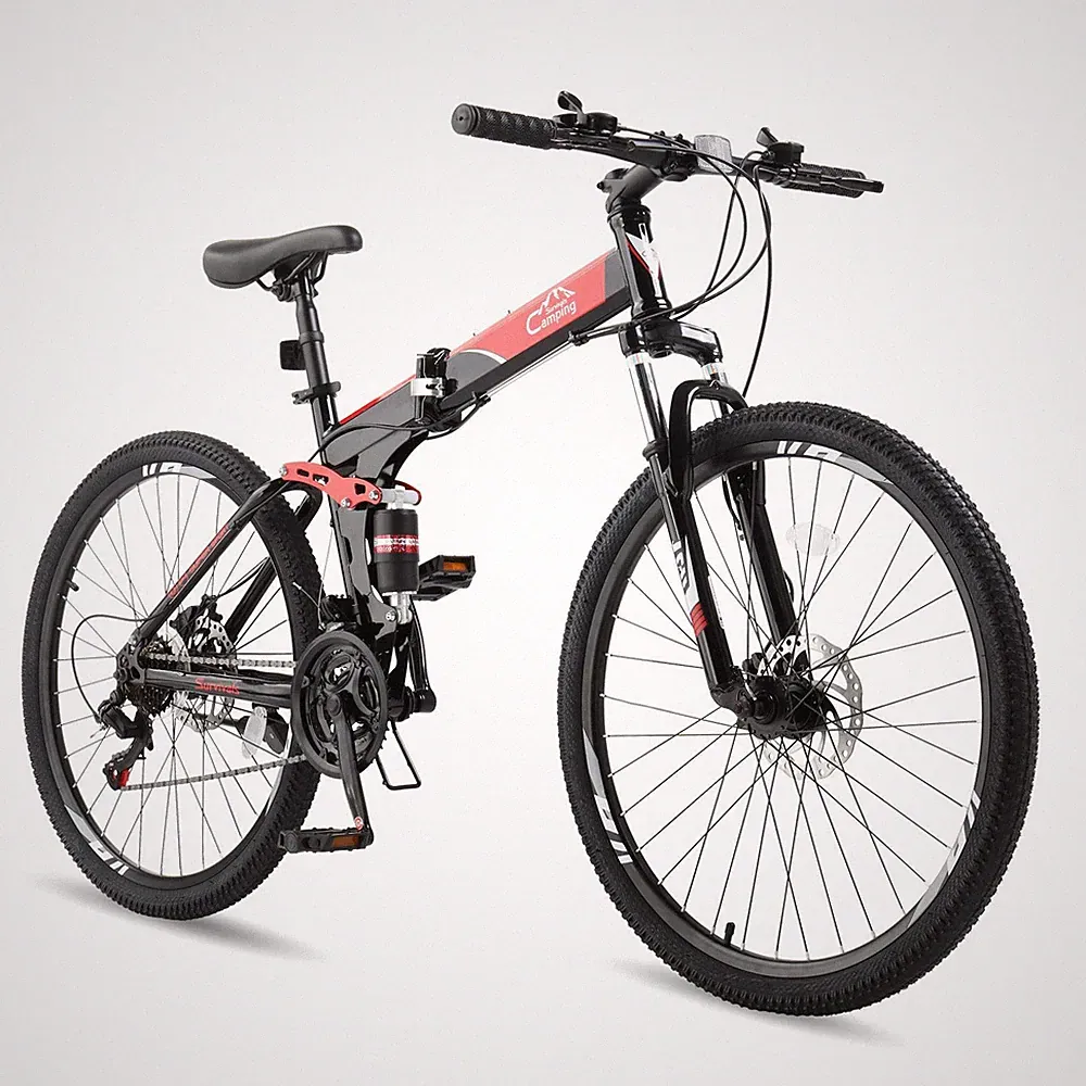 Folding Mountain Bike Full Suspension 26" 21 Speeds Bicycle for Adult Men Women
