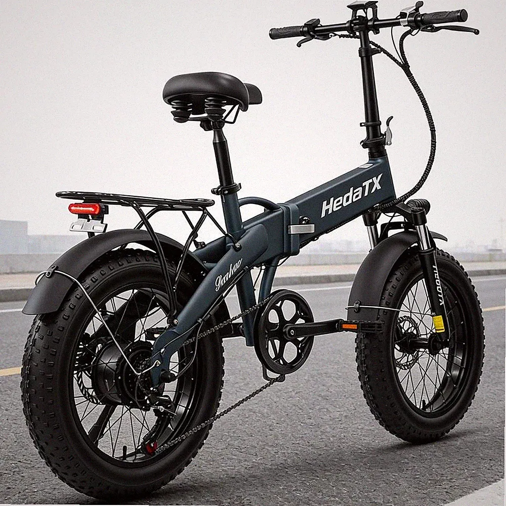 Hedatx 20'' Electric Bicycle 750W Peak 12Ah E bike Foldable 4.0 Fat Tire 7 Speed
