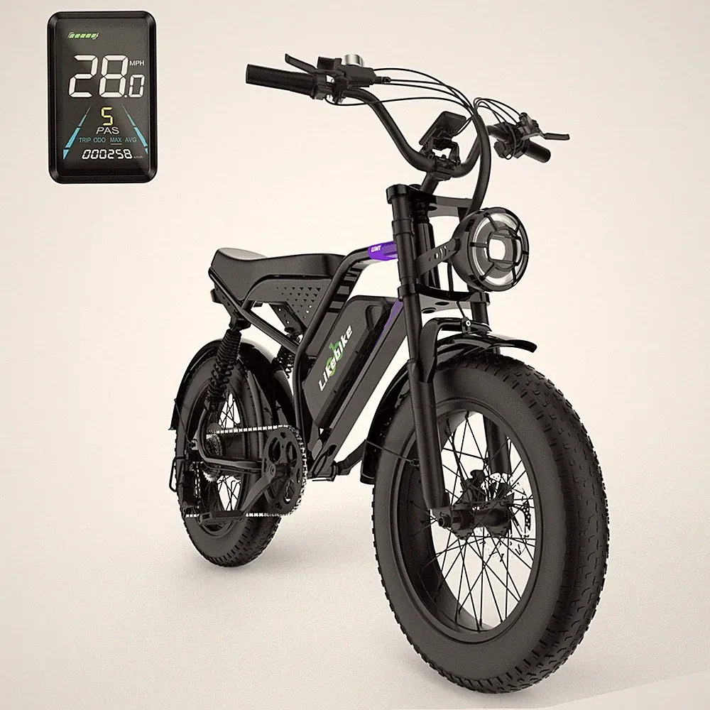 Likebike Ebike 20" Fat Tires Mountain Electric Bicycle for Adults 1500W 48V 20AH