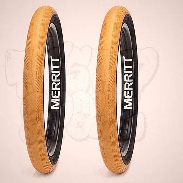 PAIR Merritt Brandon Begin Phantom BMX Bike Street Tires 20 x 2.5 Gum